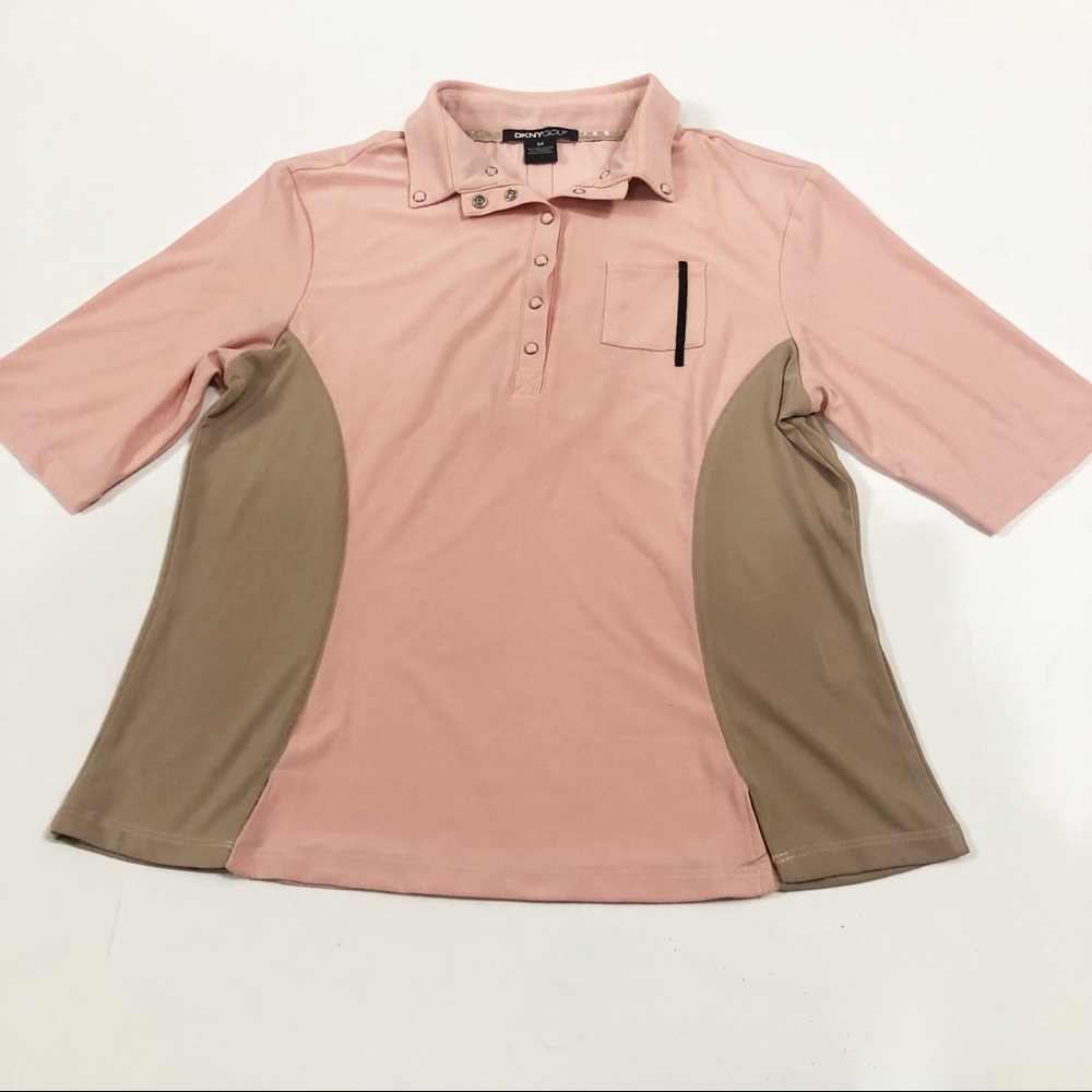 Dkny Women’s Golf Top Pink Polo Shirt Medium
